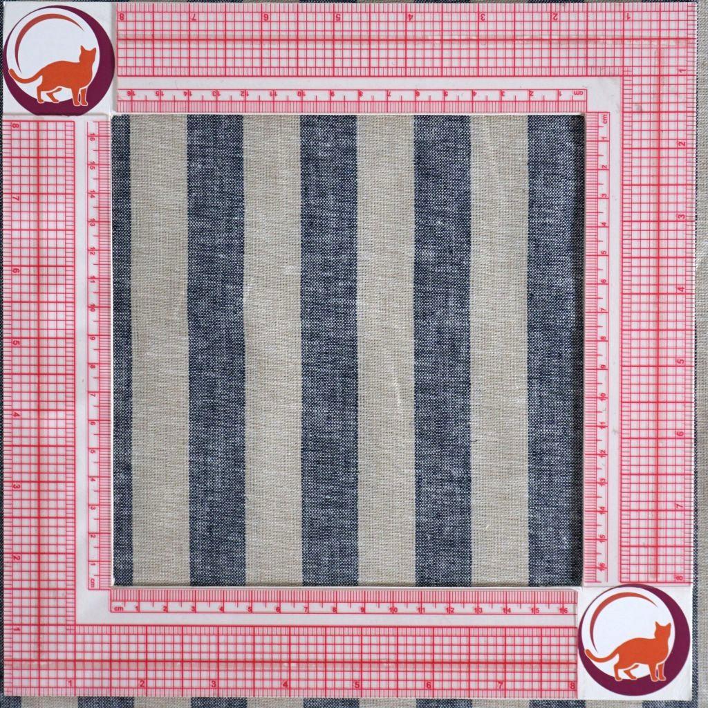 Leinen Baumwolle Mix Blockstreifen blau natur